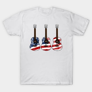 Acoustic Guitar USA Flag Patriotic Guitarist 4th July T-Shirt